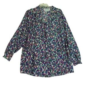 Kathy Comelli for Shapely Women's Top Vintage 80's Paisley Abstract Silky‎ SZ 38